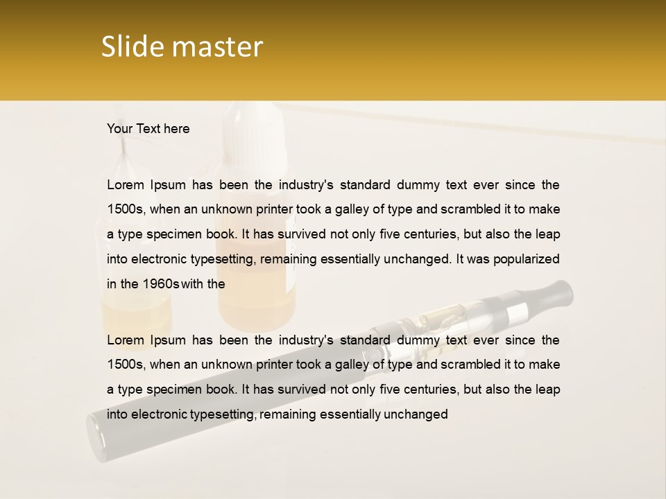 A Bottle Of Liquid Next To An Electronic Device PowerPoint Template