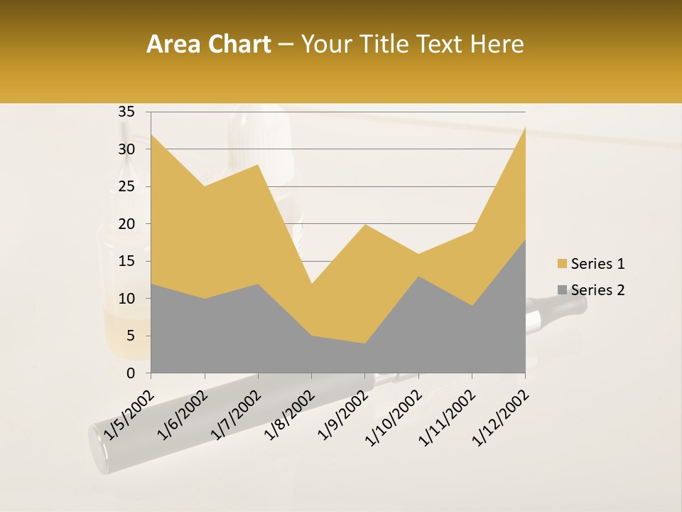 A Bottle Of Liquid Next To An Electronic Device PowerPoint Template