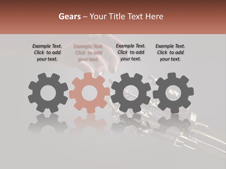 A Hand Reaching Out To A Robotic Hand PowerPoint Template