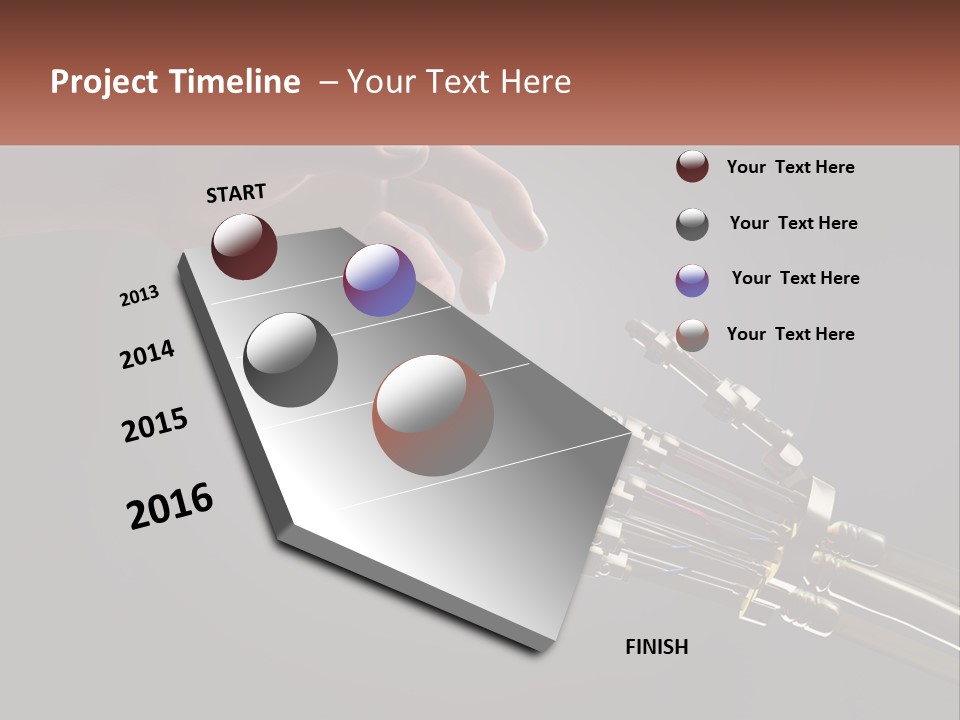 A Hand Reaching Out To A Robotic Hand PowerPoint Template