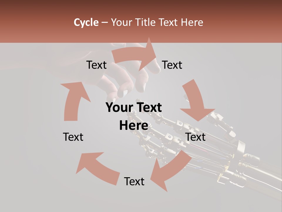 A Hand Reaching Out To A Robotic Hand PowerPoint Template