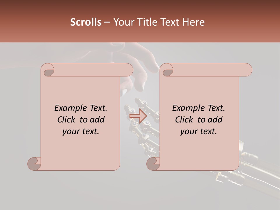 A Hand Reaching Out To A Robotic Hand PowerPoint Template