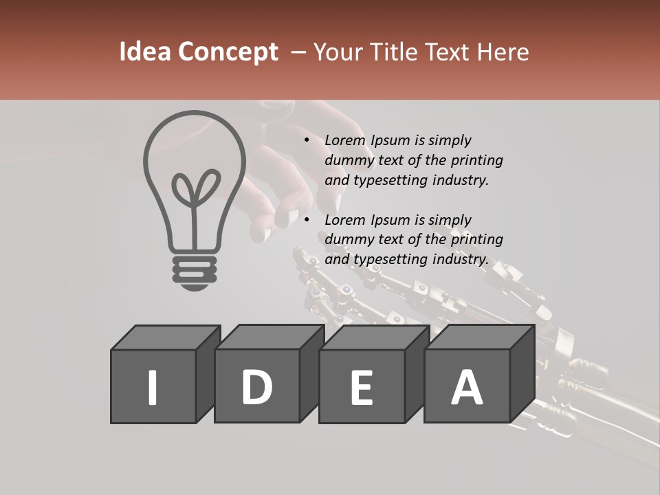 A Hand Reaching Out To A Robotic Hand PowerPoint Template