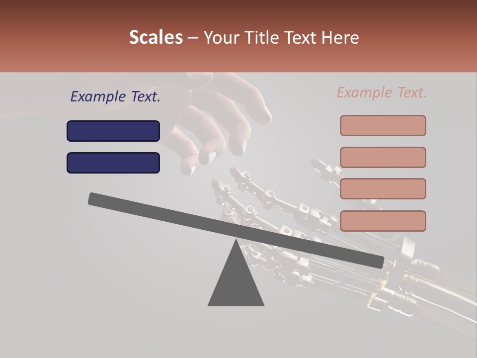 A Hand Reaching Out To A Robotic Hand PowerPoint Template