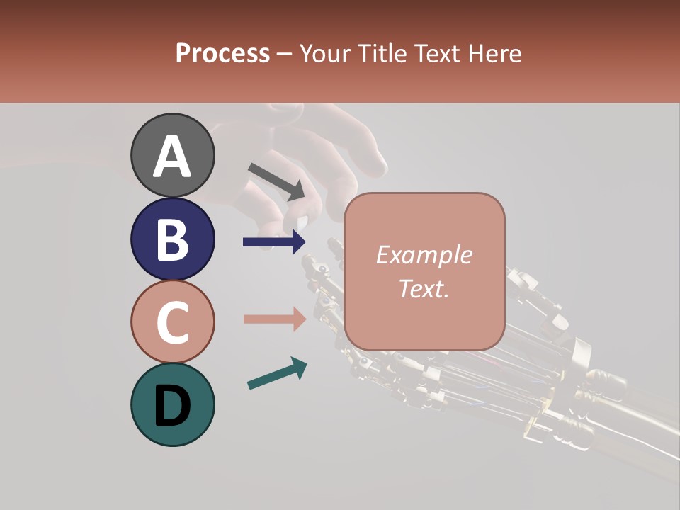 A Hand Reaching Out To A Robotic Hand PowerPoint Template