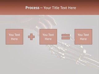 A Hand Reaching Out To A Robotic Hand PowerPoint Template