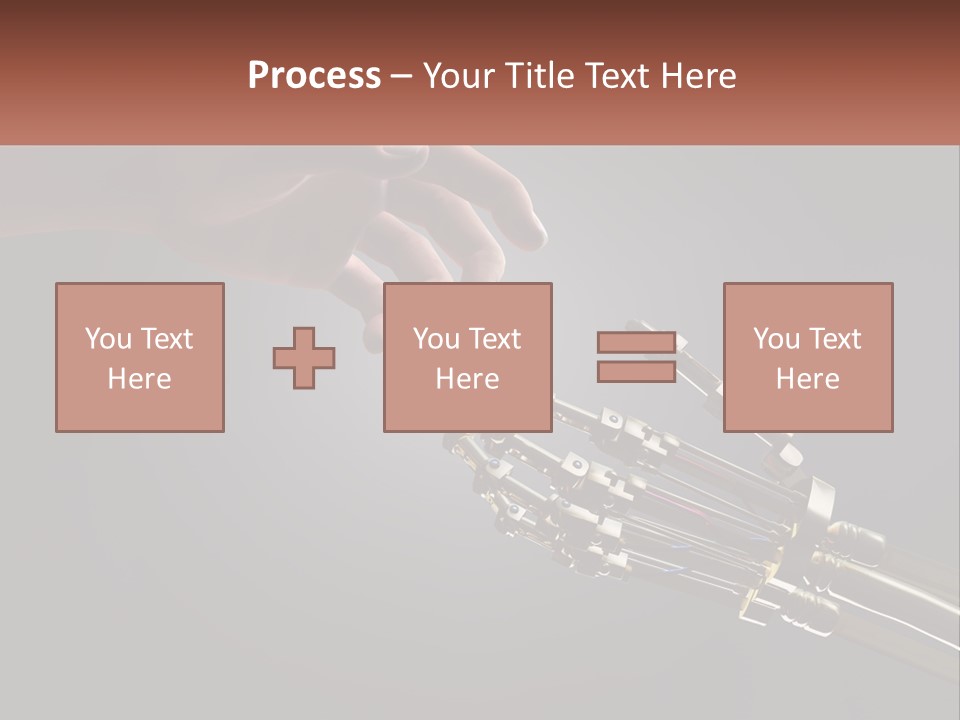 A Hand Reaching Out To A Robotic Hand PowerPoint Template