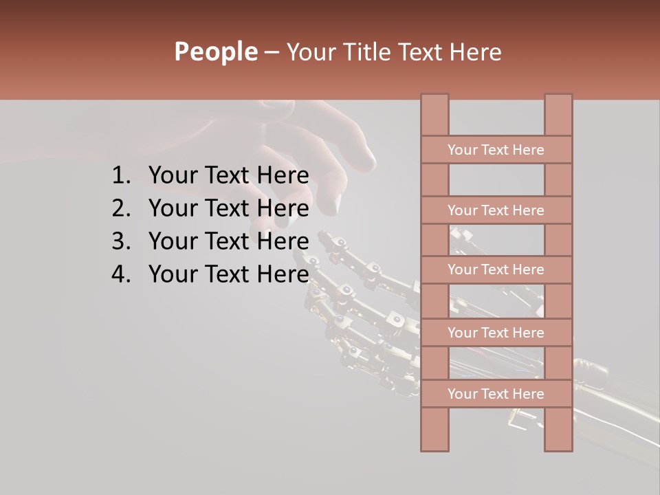 A Hand Reaching Out To A Robotic Hand PowerPoint Template