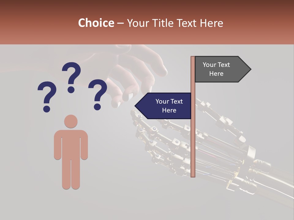 A Hand Reaching Out To A Robotic Hand PowerPoint Template