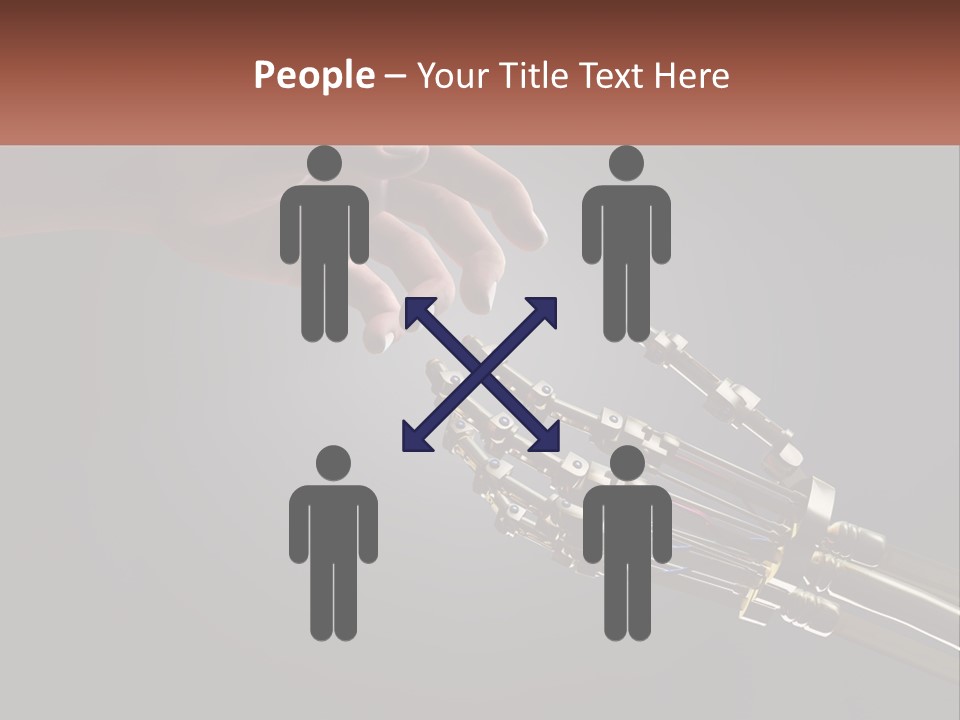 A Hand Reaching Out To A Robotic Hand PowerPoint Template