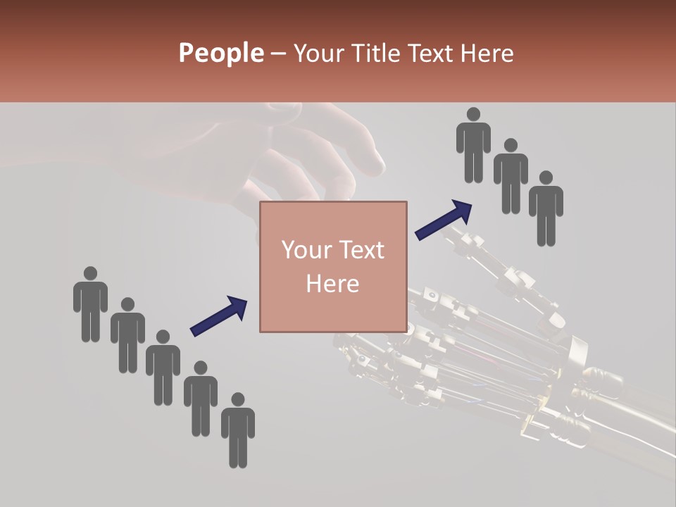 A Hand Reaching Out To A Robotic Hand PowerPoint Template