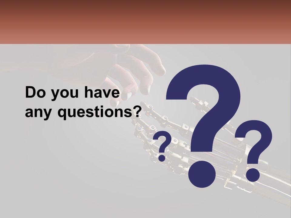 A Hand Reaching Out To A Robotic Hand PowerPoint Template