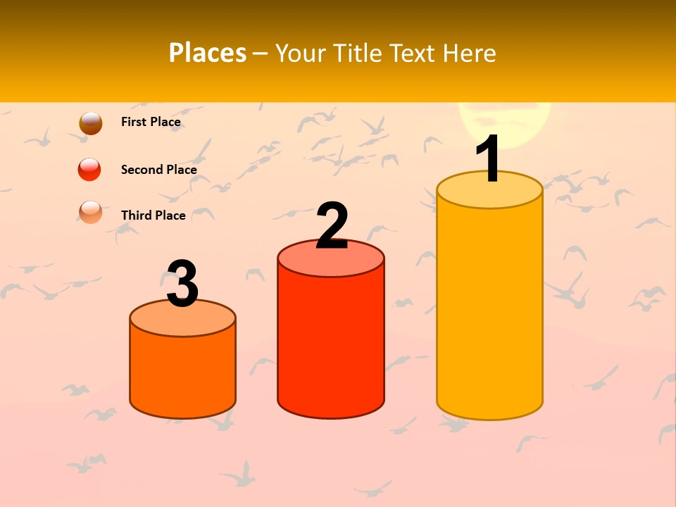 A Flock Of Birds Flying In The Sky At Sunset PowerPoint Template