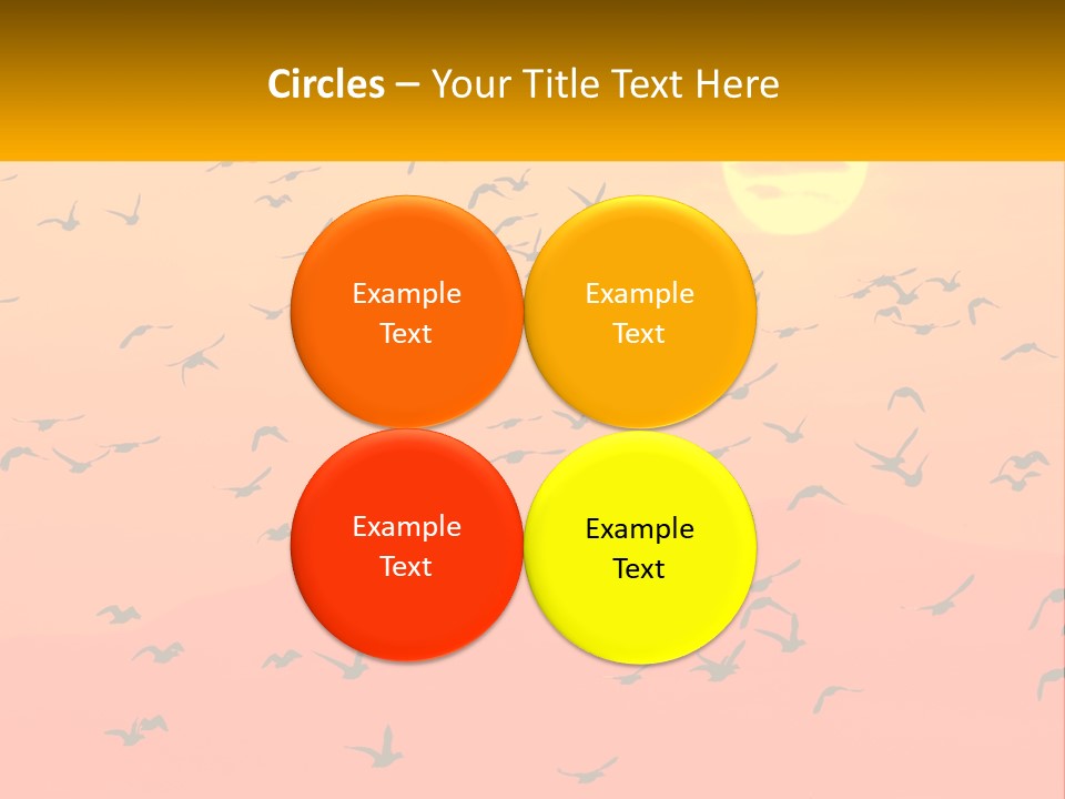 A Flock Of Birds Flying In The Sky At Sunset PowerPoint Template