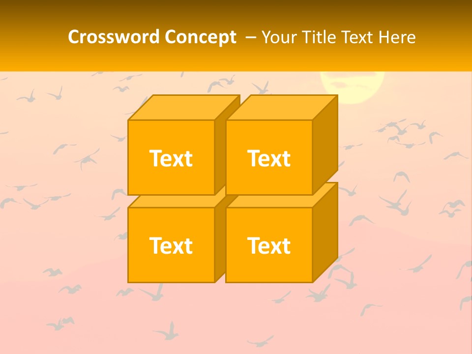 A Flock Of Birds Flying In The Sky At Sunset PowerPoint Template