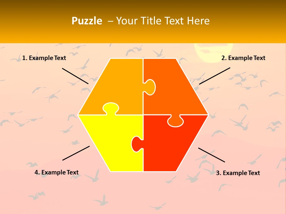 A Flock Of Birds Flying In The Sky At Sunset PowerPoint Template