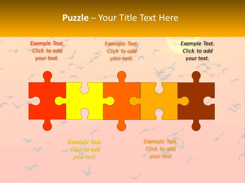 A Flock Of Birds Flying In The Sky At Sunset PowerPoint Template