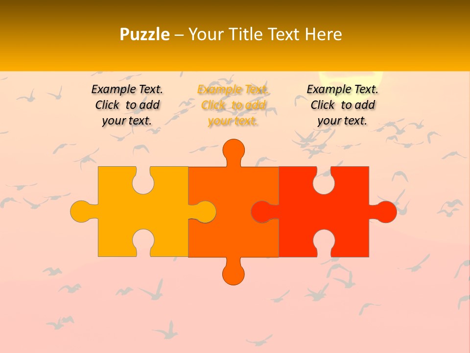 A Flock Of Birds Flying In The Sky At Sunset PowerPoint Template