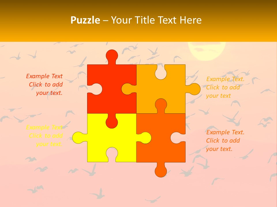 A Flock Of Birds Flying In The Sky At Sunset PowerPoint Template