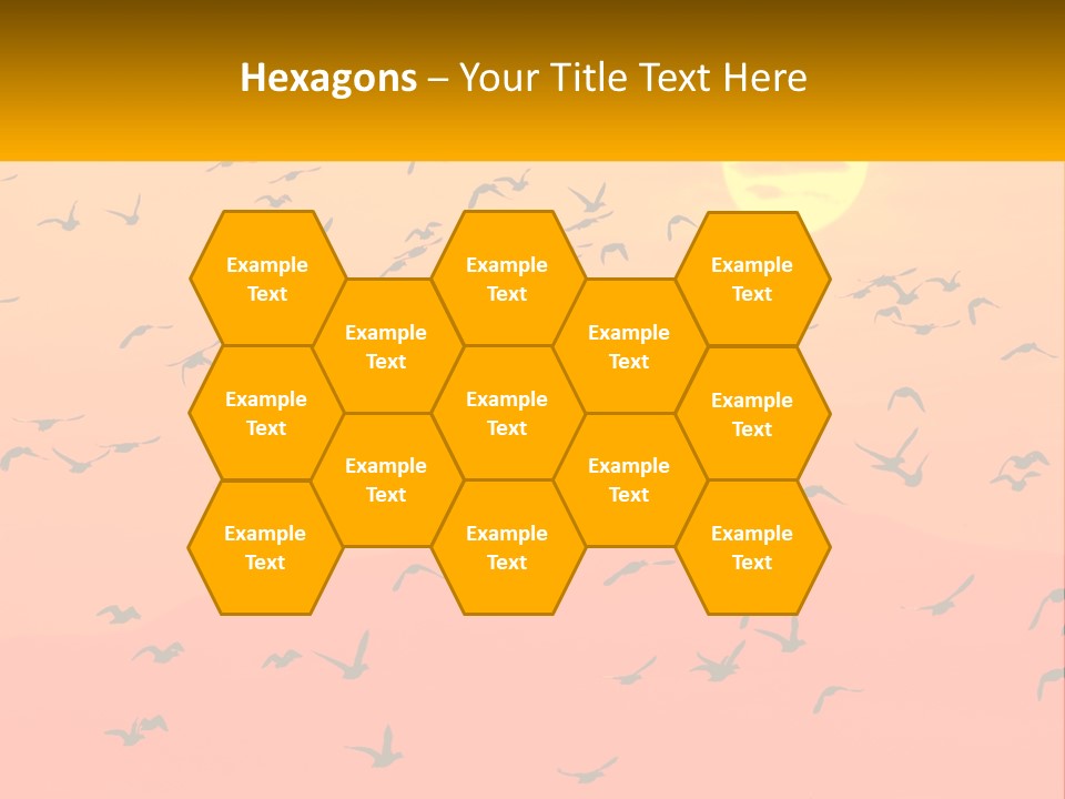 A Flock Of Birds Flying In The Sky At Sunset PowerPoint Template