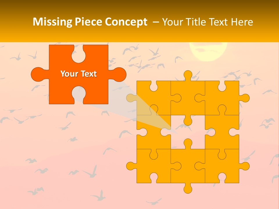 A Flock Of Birds Flying In The Sky At Sunset PowerPoint Template