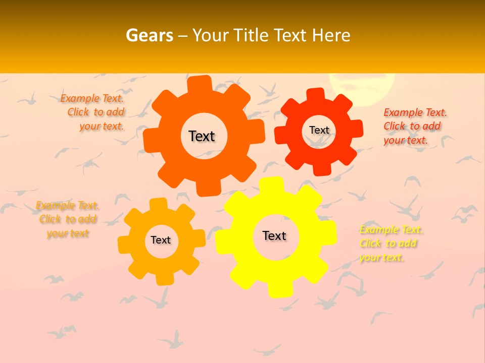 A Flock Of Birds Flying In The Sky At Sunset PowerPoint Template