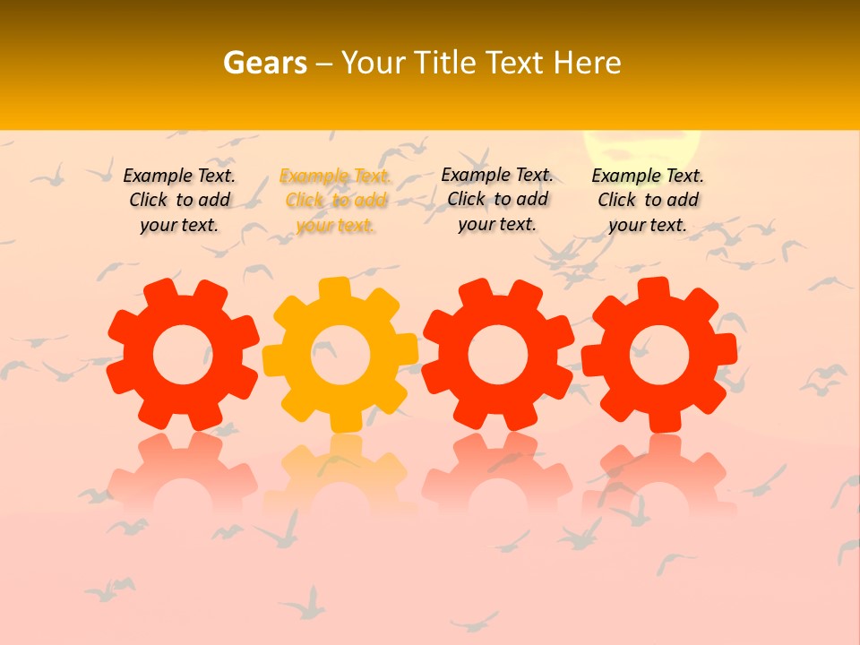 A Flock Of Birds Flying In The Sky At Sunset PowerPoint Template