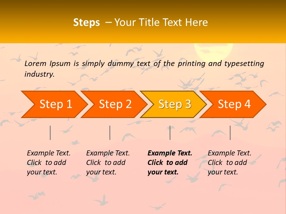 A Flock Of Birds Flying In The Sky At Sunset PowerPoint Template