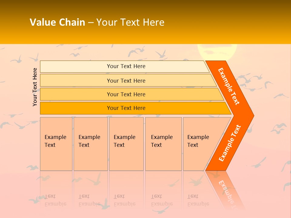 A Flock Of Birds Flying In The Sky At Sunset PowerPoint Template
