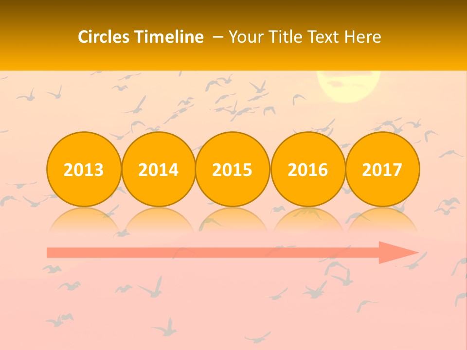 A Flock Of Birds Flying In The Sky At Sunset PowerPoint Template