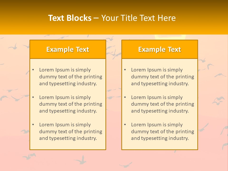 A Flock Of Birds Flying In The Sky At Sunset PowerPoint Template