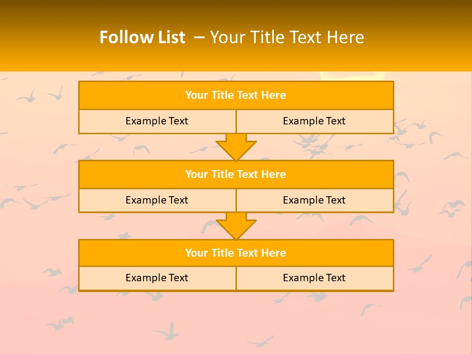 A Flock Of Birds Flying In The Sky At Sunset PowerPoint Template