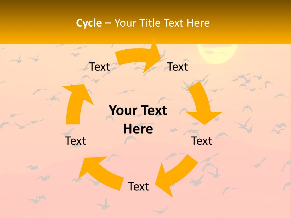 A Flock Of Birds Flying In The Sky At Sunset PowerPoint Template