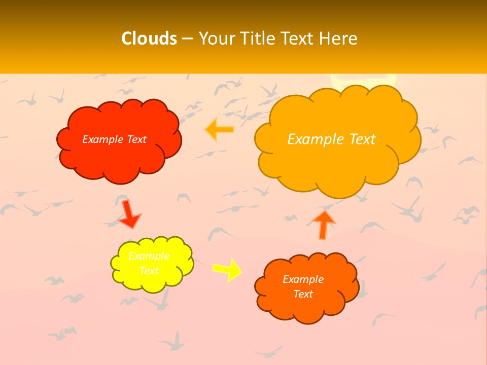 A Flock Of Birds Flying In The Sky At Sunset PowerPoint Template