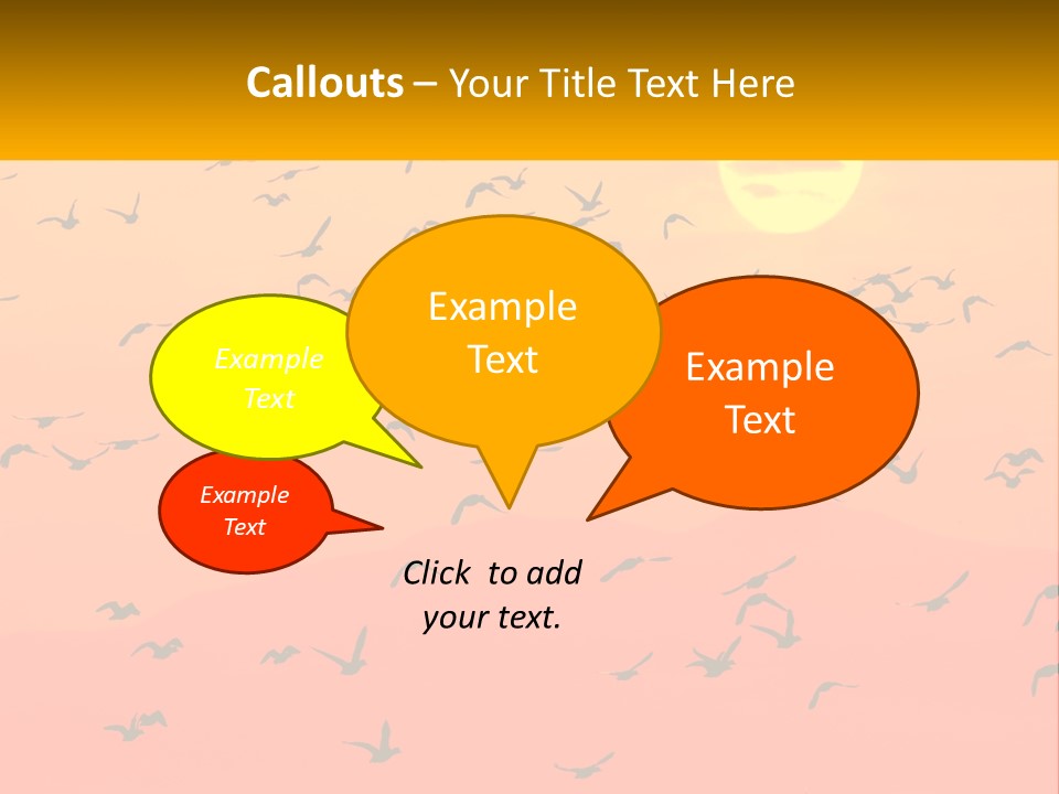 A Flock Of Birds Flying In The Sky At Sunset PowerPoint Template