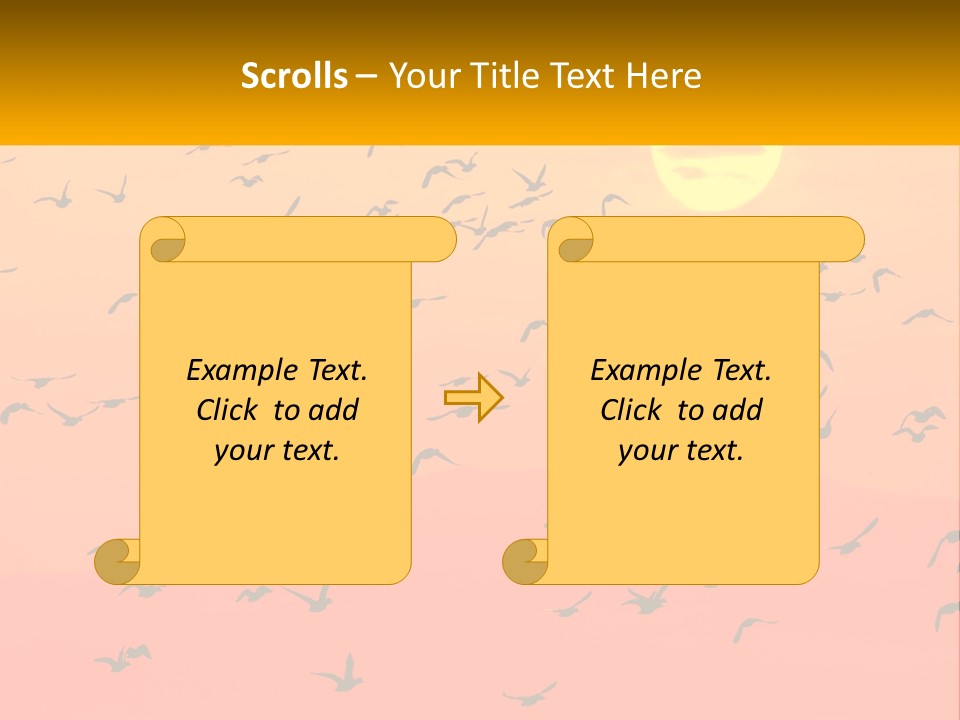 A Flock Of Birds Flying In The Sky At Sunset PowerPoint Template