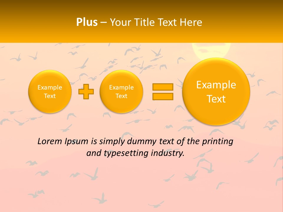 A Flock Of Birds Flying In The Sky At Sunset PowerPoint Template