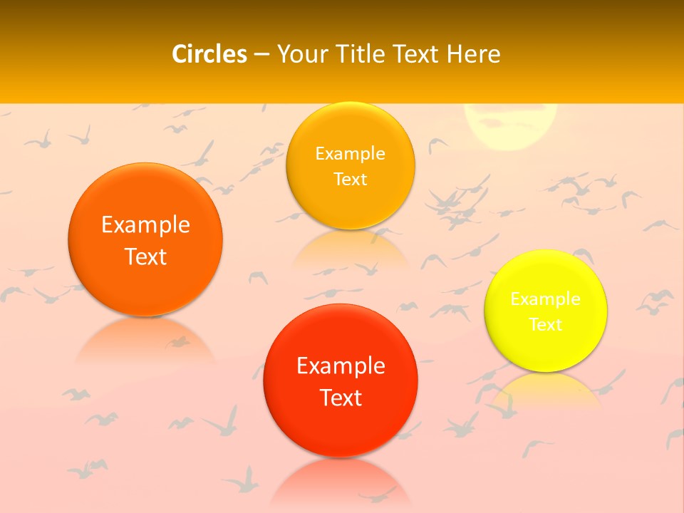A Flock Of Birds Flying In The Sky At Sunset PowerPoint Template
