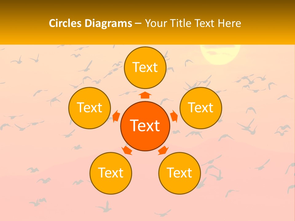 A Flock Of Birds Flying In The Sky At Sunset PowerPoint Template