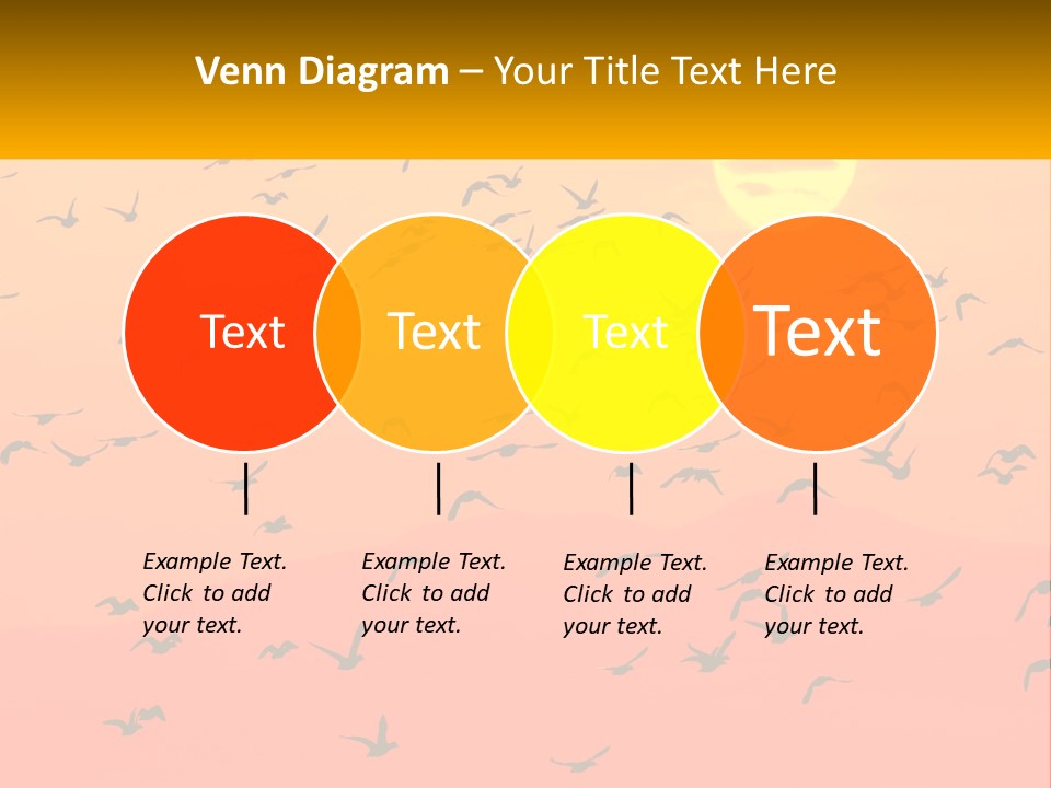 A Flock Of Birds Flying In The Sky At Sunset PowerPoint Template
