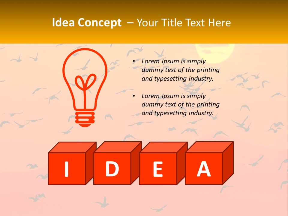 A Flock Of Birds Flying In The Sky At Sunset PowerPoint Template