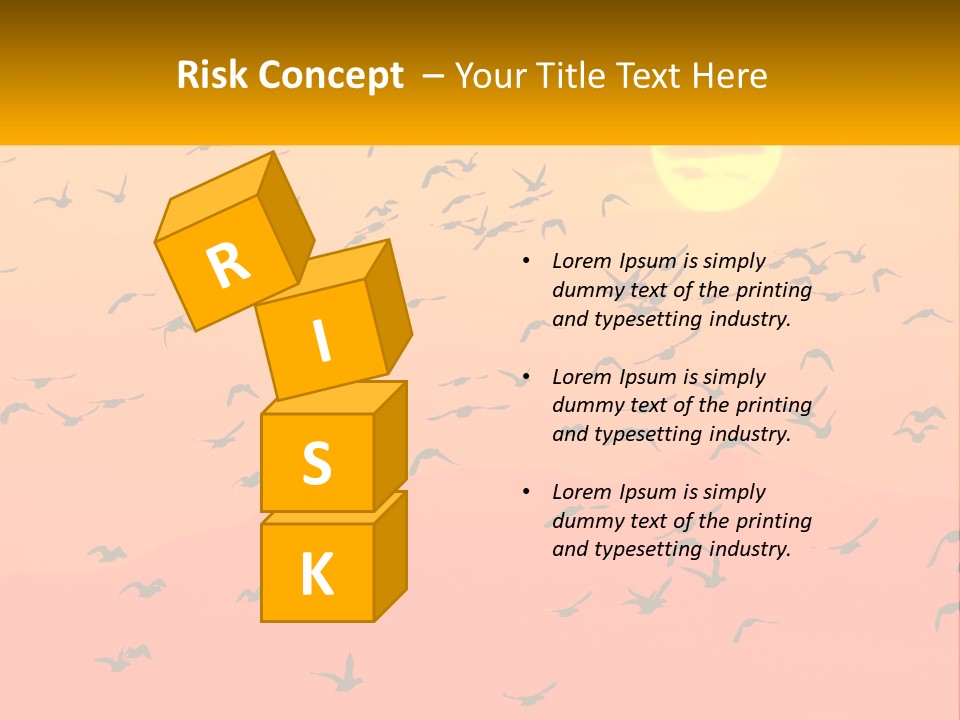 A Flock Of Birds Flying In The Sky At Sunset PowerPoint Template