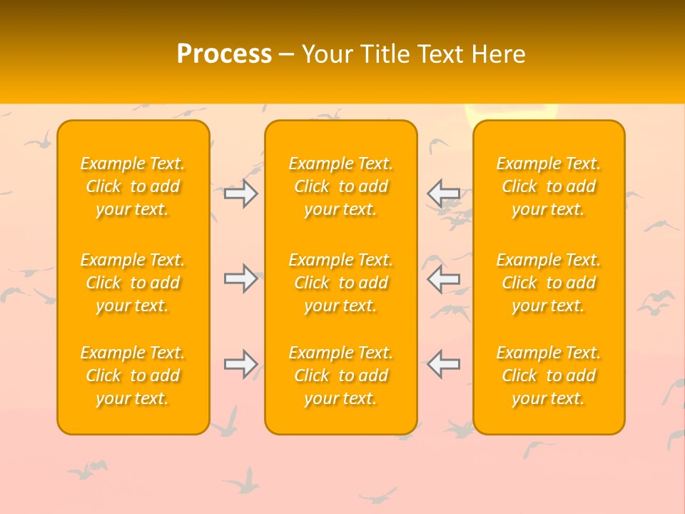 A Flock Of Birds Flying In The Sky At Sunset PowerPoint Template