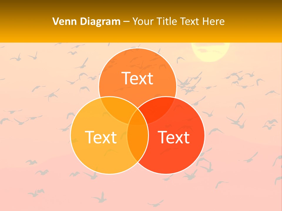 A Flock Of Birds Flying In The Sky At Sunset PowerPoint Template