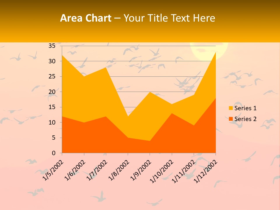 A Flock Of Birds Flying In The Sky At Sunset PowerPoint Template