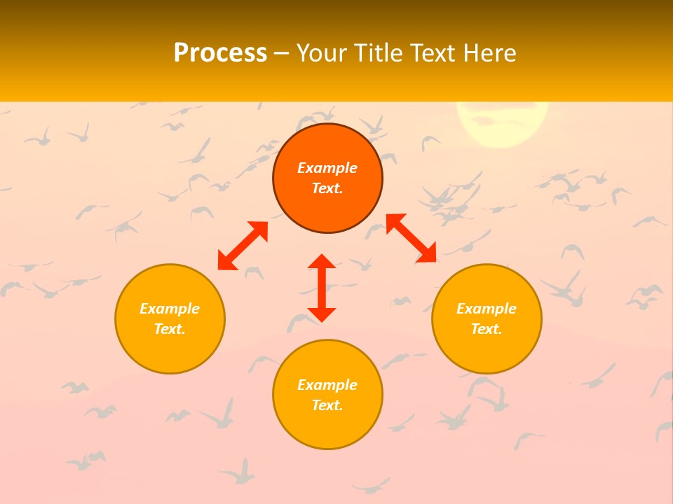 A Flock Of Birds Flying In The Sky At Sunset PowerPoint Template