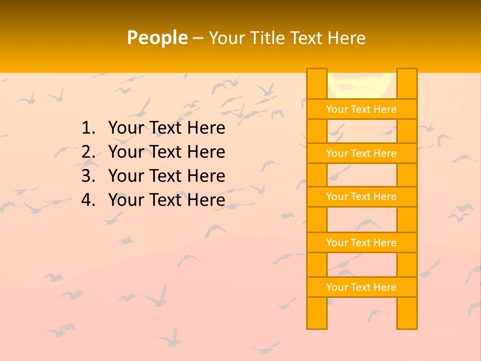 A Flock Of Birds Flying In The Sky At Sunset PowerPoint Template