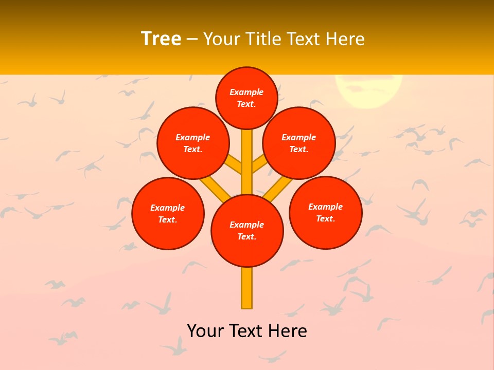 A Flock Of Birds Flying In The Sky At Sunset PowerPoint Template