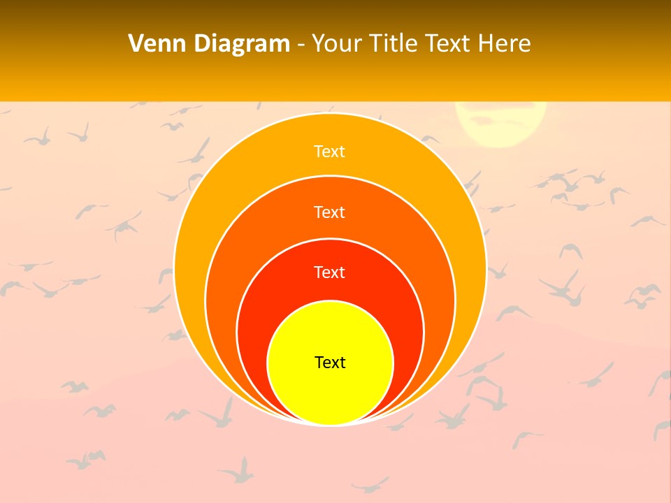 A Flock Of Birds Flying In The Sky At Sunset PowerPoint Template