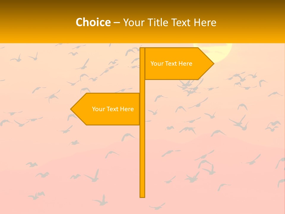 A Flock Of Birds Flying In The Sky At Sunset PowerPoint Template